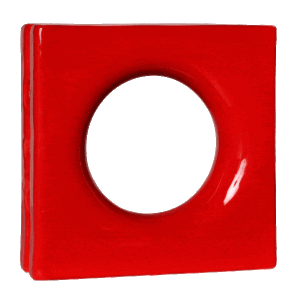 Elemento vazado de louça esmaltado Lua Vermelho
