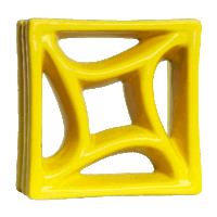 Elemento vazado de louça esmaltado Estrela Amarelo Canário