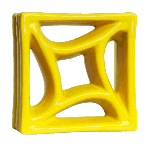 Elemento vazado de louça esmaltado Estrela Amarelo Canário