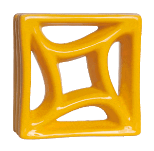 Elemento vazado de louça esmaltado Estrela Amarelo Girassol