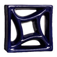 Elemento vazado de louça esmaltado Estrela Azul Cobalto