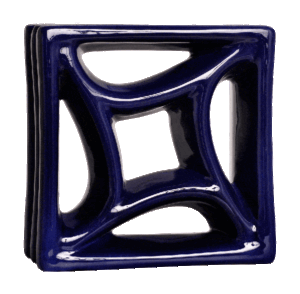 Elemento vazado de louça esmaltado Estrela Azul Cobalto