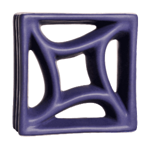 Elemento vazado de louça esmaltado Estrela Azul Cobalto Fosco