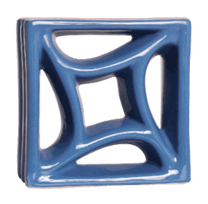 Elemento vazado de louça esmaltado Estrela Azul Retrô