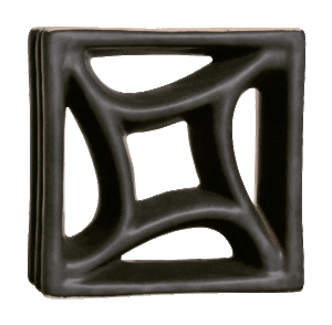 Elemento vazado de louça esmaltado Estrela Preto Fosco