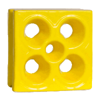 Elemento vazado de louça esmaltado Flor Amarelo Canário
