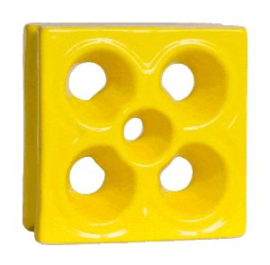 Elemento vazado de louça esmaltado Flor Amarelo Canário