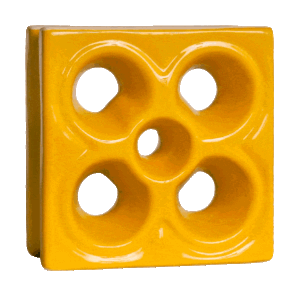 Elemento vazado de louça esmaltado Flor Amarelo Girassol