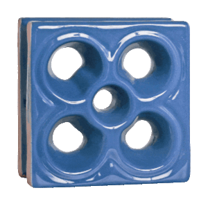 Elemento vazado de louça esmaltado Flor Azul Retrô