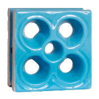 Elemento vazado de louça esmaltado Flor Azul Céu