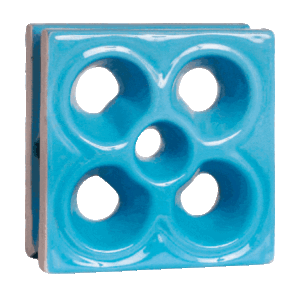 Elemento vazado de louça esmaltado Flor Azul Céu