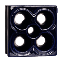 Elemento vazado de louça esmaltado Flor Azul Cobalto