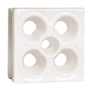 Elemento vazado de louça esmaltado Flor Branco