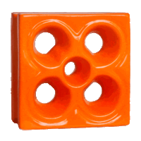 Elemento vazado de louça esmaltado Flor Laranja