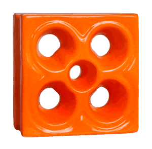 Elemento vazado de louça esmaltado Flor Laranja