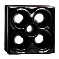 Elemento vazado de louça esmaltado Flor Preto