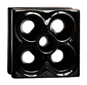 Elemento vazado de louça esmaltado Flor Preto