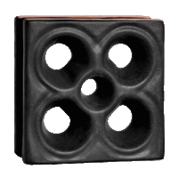 Elemento vazado de louça esmaltado Flor Preto Fosco