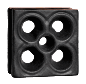 Elemento vazado de louça esmaltado Flor Preto Fosco