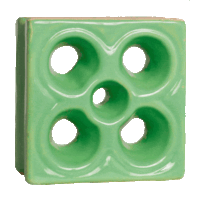 Elemento vazado de louça esmaltado Flor Verde Fortuna