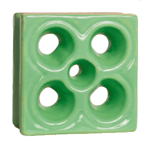 Elemento vazado de louça esmaltado Flor Verde Fortuna