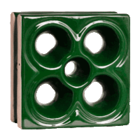 Elemento vazado de louça esmaltado Flor Verde Hortelã