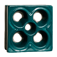 Elemento vazado de louça esmaltado Flor Verde Petróleo