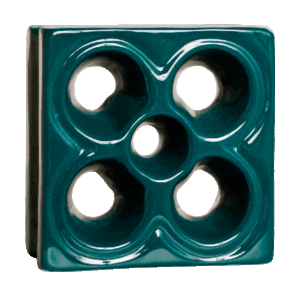 Elemento vazado de louça esmaltado Flor Verde Petróleo