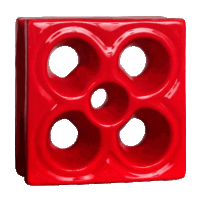 Elemento vazado de louça esmaltado Flor Vermelho