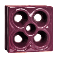 Elemento vazado de louça esmaltado Flor Violeta