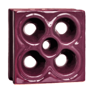 Elemento vazado de louça esmaltado Flor Violeta
