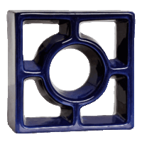 Elemento vazado esmaltado Redondo Azul Cobalto