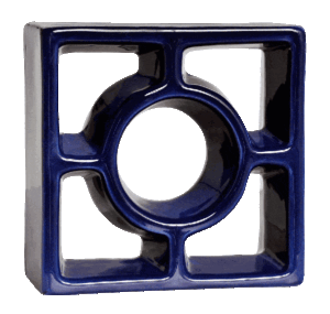 Elemento vazado esmaltado Redondo Azul Cobalto