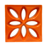 Elemento vazado de louça esmaltado Lótus Laranja