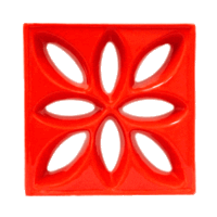 Elemento vazado de louça esmaltado Lótus Vermelho