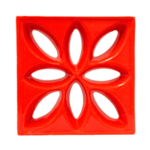 Elemento vazado de louça esmaltado Lótus Vermelho