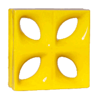 Elemento vazado de louça esmaltado Folha Amarelo Canário