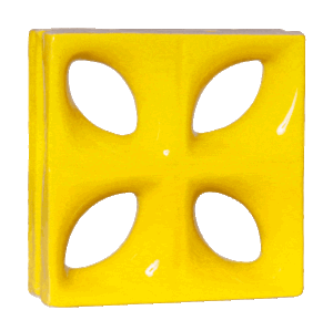 Elemento vazado de louça esmaltado Folha Amarelo Canário