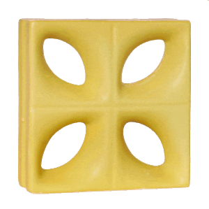 Elemento vazado de louça esmaltado Folha Amarelo Fosco