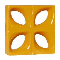 Elemento vazado de louça esmaltado Folha Amarelo Girassol