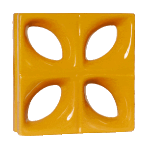Elemento vazado de louça esmaltado Folha Amarelo Girassol
