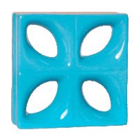 Elemento vazado de louça esmaltado Folha Azul Céu