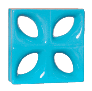 Elemento vazado de louça esmaltado Folha Azul Céu