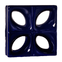 Elemento vazado de louça esmaltado Folha Azul Cobalto