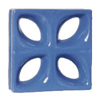 Elemento vazado de louça esmaltado Folha Azul Retrô