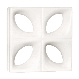 Elemento vazado de louça esmaltado Folha Branco Fosco