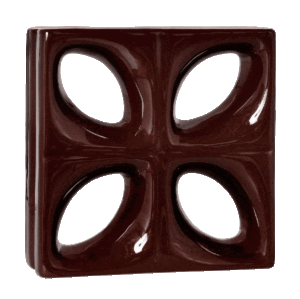 Elemento vazado de louça esmaltado Folha Marrom Café