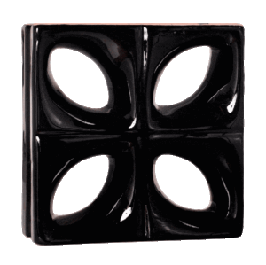 Elemento vazado de louça esmaltado Folha Preto
