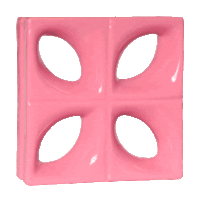 Elemento vazado de louça esmaltado Folha Rosa