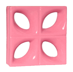 Elemento vazado de louça esmaltado Folha Rosa